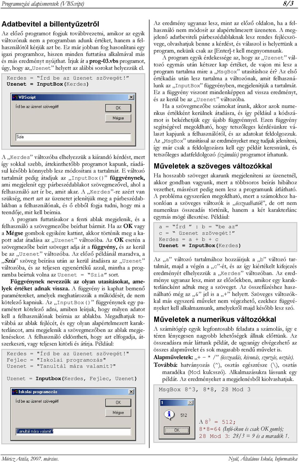 Programozási alapismeretek (VBScript) - PDF Ingyenes letöltés