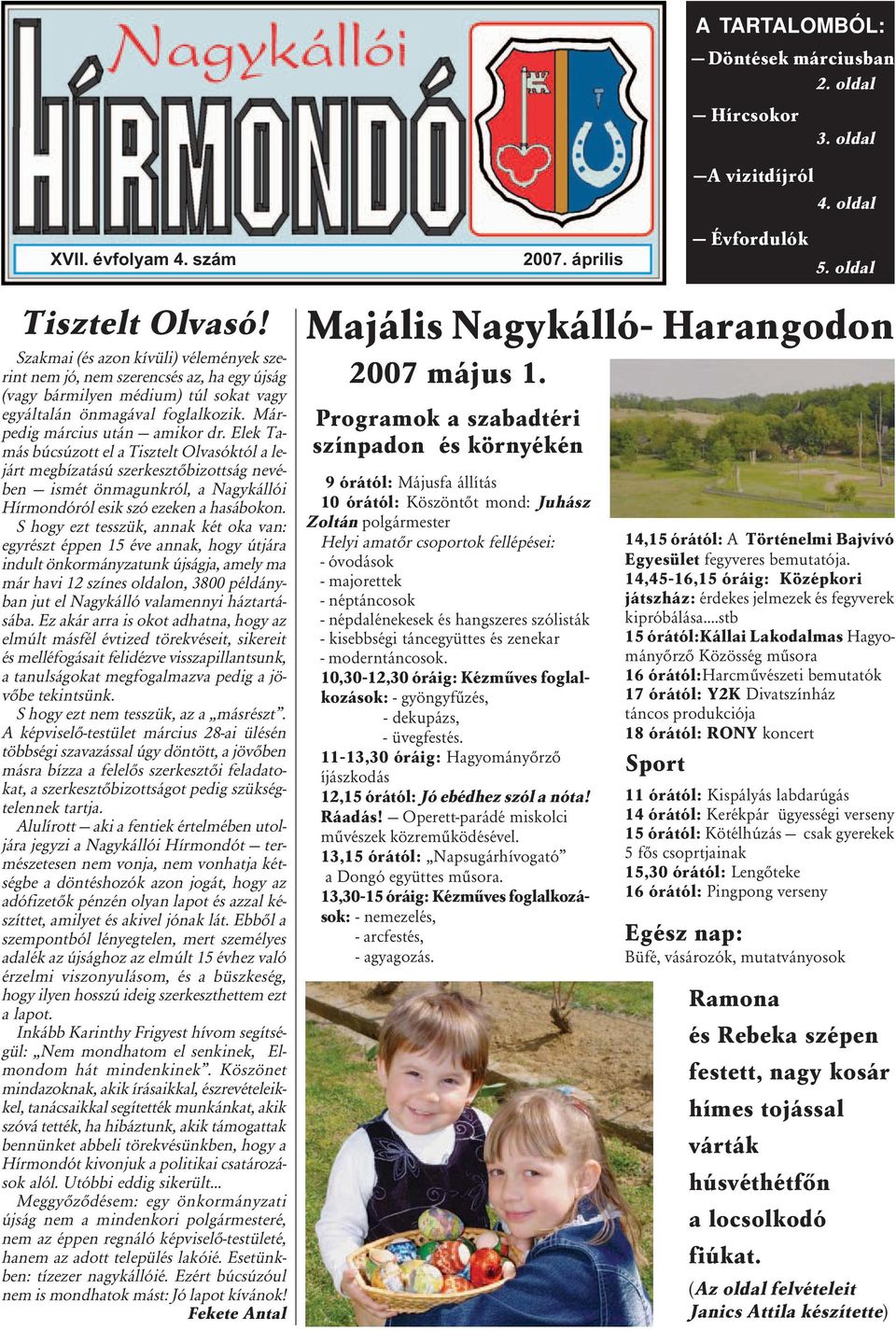 Majális Nagykálló- Harangodon 2007 május 1. - PDF Ingyenes letöltés