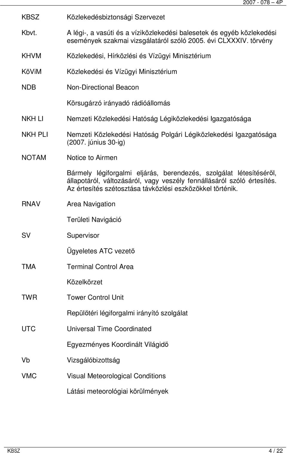 Légiközlekedési Igazgatósága Nemzeti Közlekedési Hatóság Polgári Légiközlekedési Igazgatósága (2007.