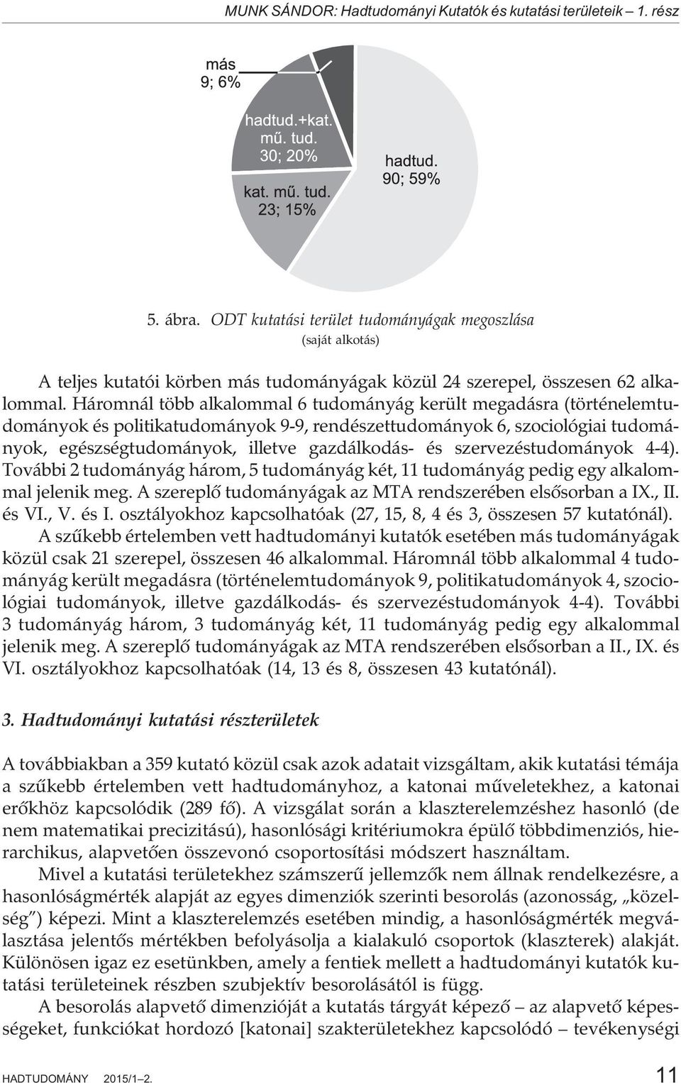 Háromnál több alkalommal 6 tudományág került megadásra (történelemtudományok és politikatudományok 9-9, rendészettudományok 6, szociológiai tudományok, egészségtudományok, illetve gazdálkodás- és