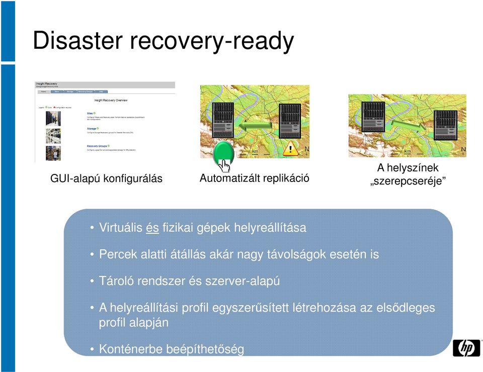 átállás akár nagy távolságok esetén is Tároló rendszer és szerver-alapú A