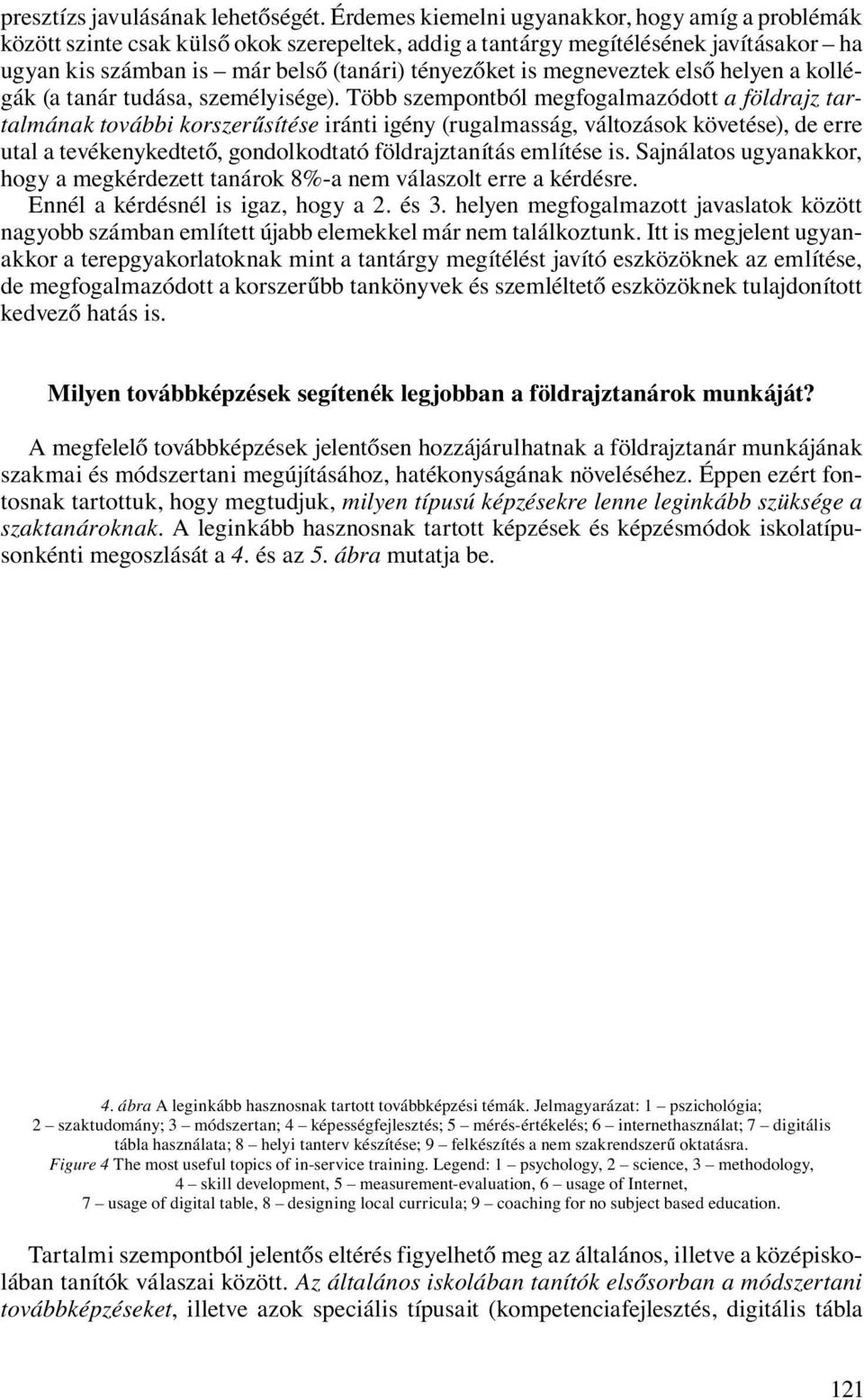 megneveztek első helyen a kollégák (a tanár tudása, személyisége).