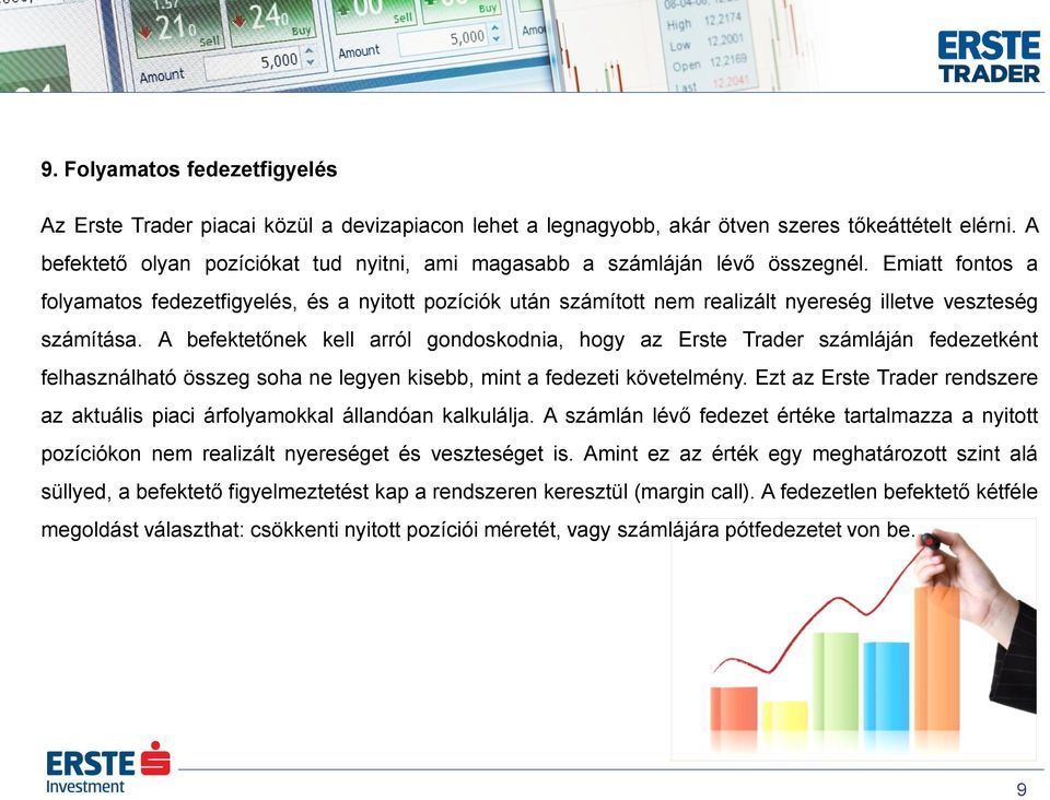 Emiatt fontos a folyamatos fedezetfigyelés, és a nyitott pozíciók után számított nem realizált nyereség illetve veszteség számítása.