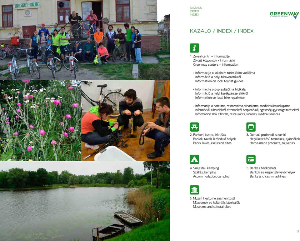 Informacije o popravljačima bicikala információ a helyi kerékpárszerelőkről Information on local bike repairman Informacije o hotelima, restoranima, vinarijama, medicinskim uslugama információk a