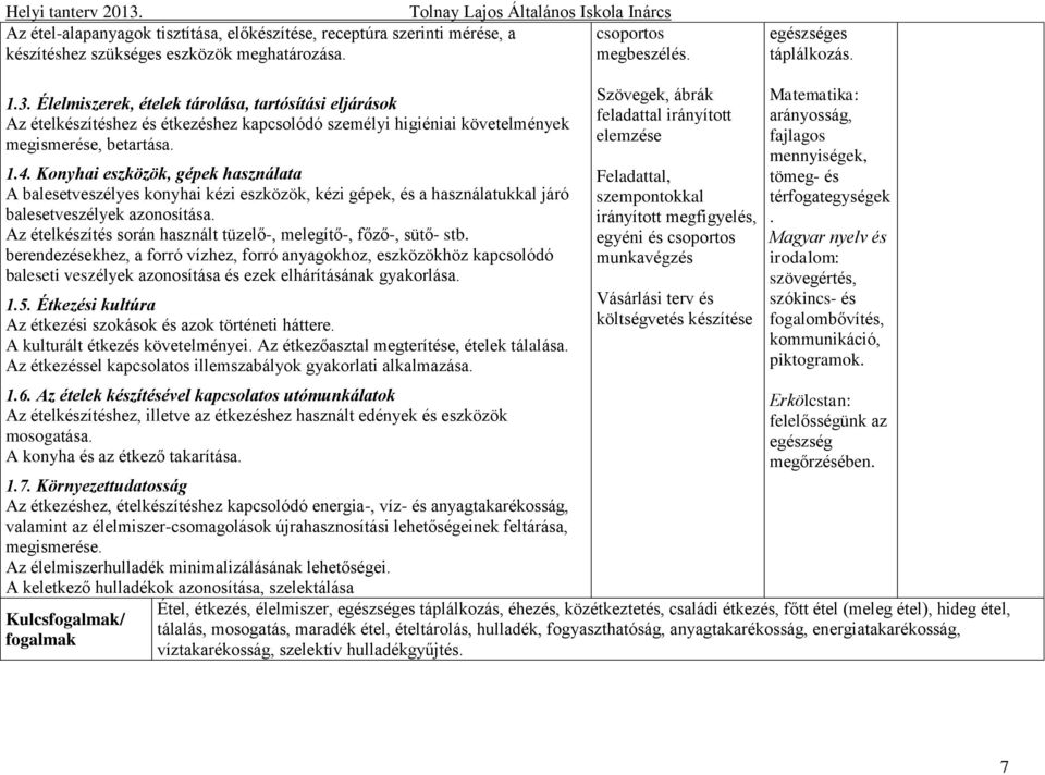 Konyhai eszközök, gépek használata A balesetveszélyes konyhai kézi eszközök, kézi gépek, és a használatukkal járó balesetveszélyek azonosítása.