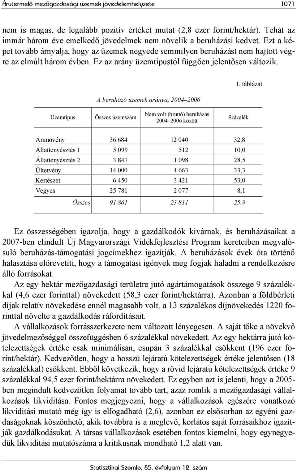 Ez az arány üzemtípustól függően jelentősen változik. A beruházó üzemek aránya, 2004 2006 1.