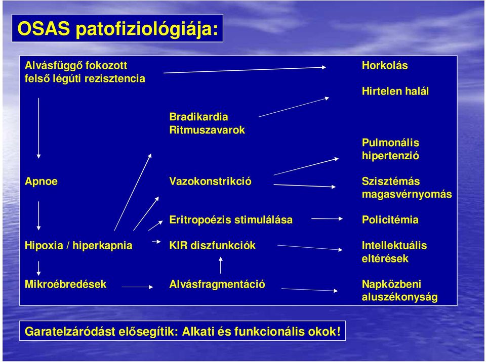 Eritropoézis stimulálása Policitémia Hipoxia / hiperkapnia KIR diszfunkciók Intellektuális eltérések