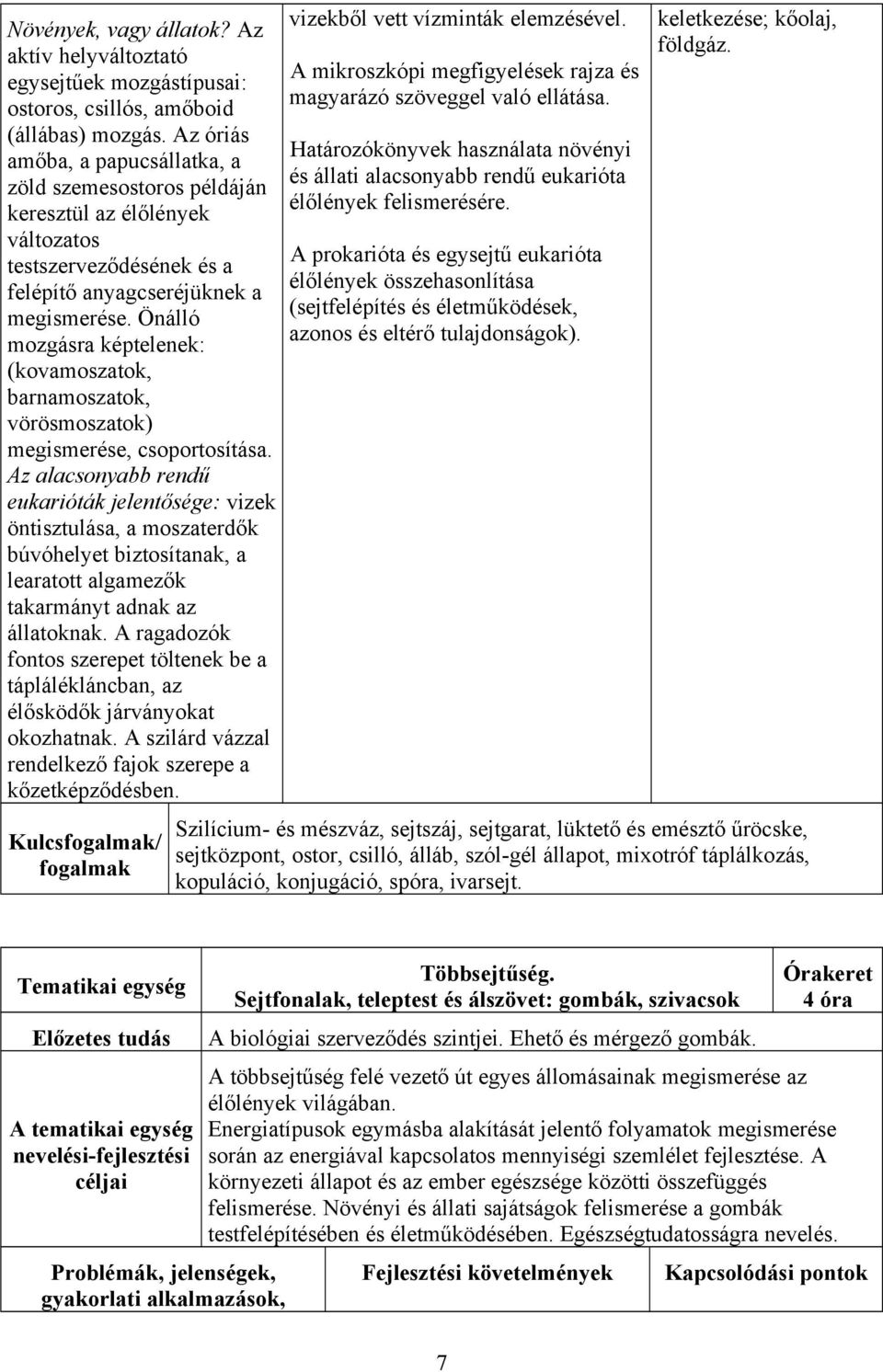 Önálló mozgásra képtelenek: (kovamoszatok, barnamoszatok, vörösmoszatok) megismerése, csoportosítása.