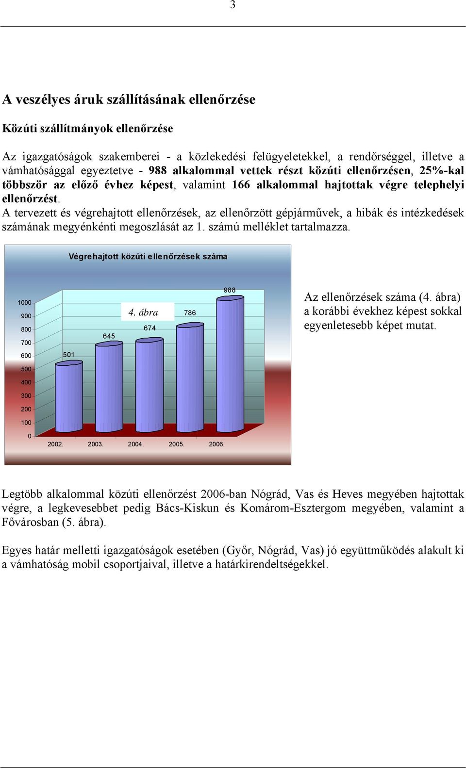 A tervezett és végrehajtott ellenőrzések, az ellenőrzött gépjárművek, a hibák és intézkedések számának megyénkénti megoszlását az 1. számú melléklet tartalmazza.