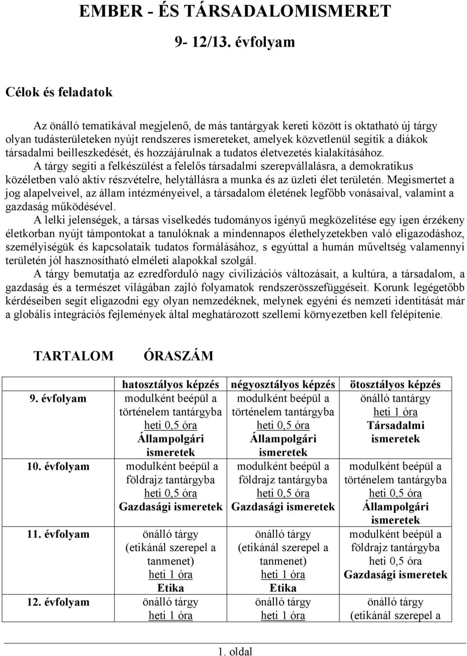 diákok társadalmi beilleszkedését, és hozzájárulnak a tudatos életvezetés kialakításához.