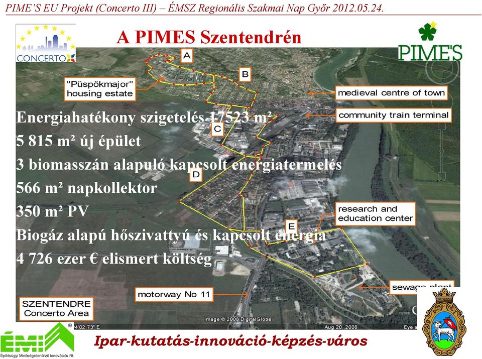 energiatermelés 566 m² napkollektor 350 m² PV Biogáz