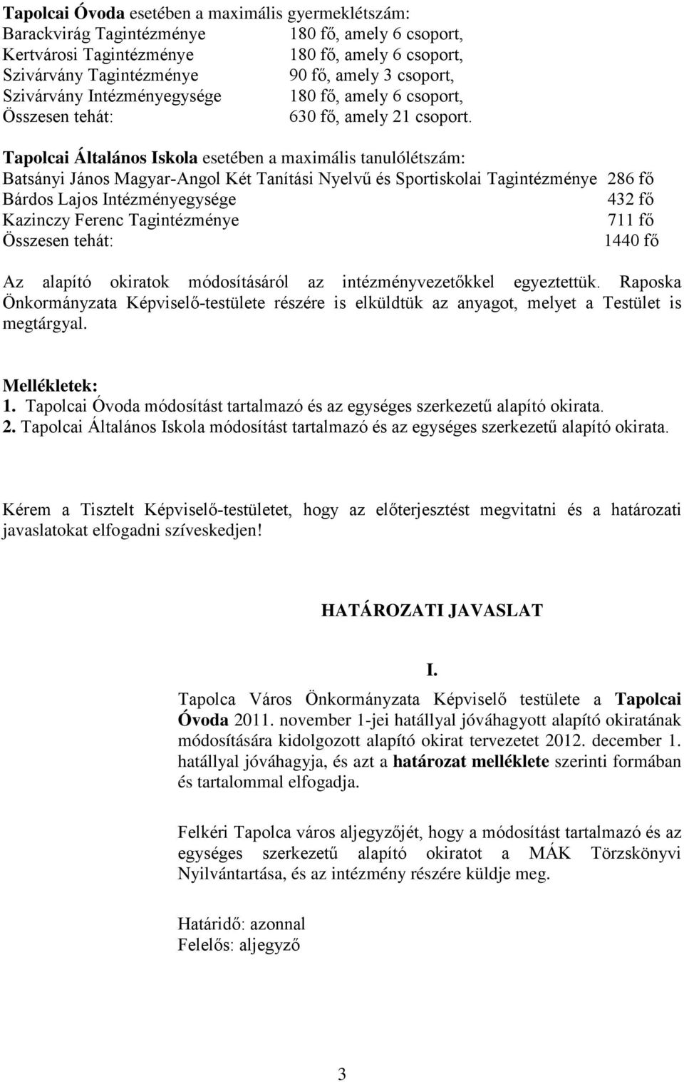 esetében a maximális tanulólétszám: Batsányi János Magyar-Angol Két Tanítási Nyelvű és Sportiskolai Tagintézménye 286 fő Bárdos Lajos Intézményegysége 432 fő Kazinczy Ferenc Tagintézménye 711 fő