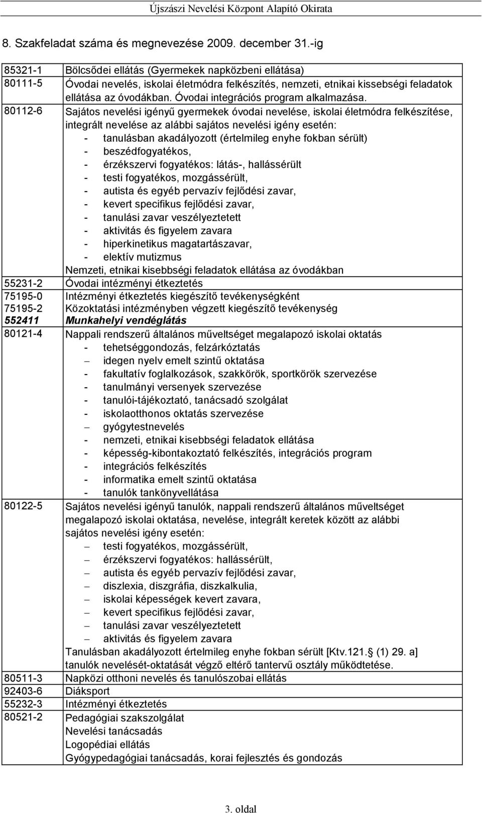 Óvodai integrációs program alkalmazása.