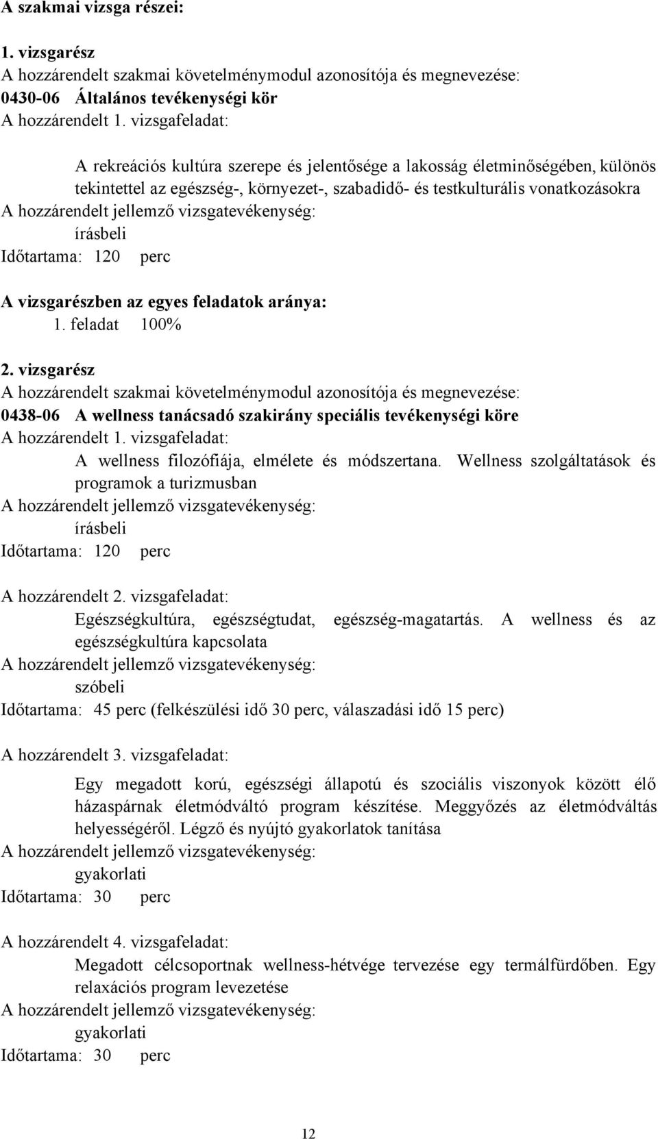 jellemző vizsgatevékenység: írásbeli Időtartama: 120 perc A vizsgarészben az egyes feladatok aránya: 1. feladat 100% 2.