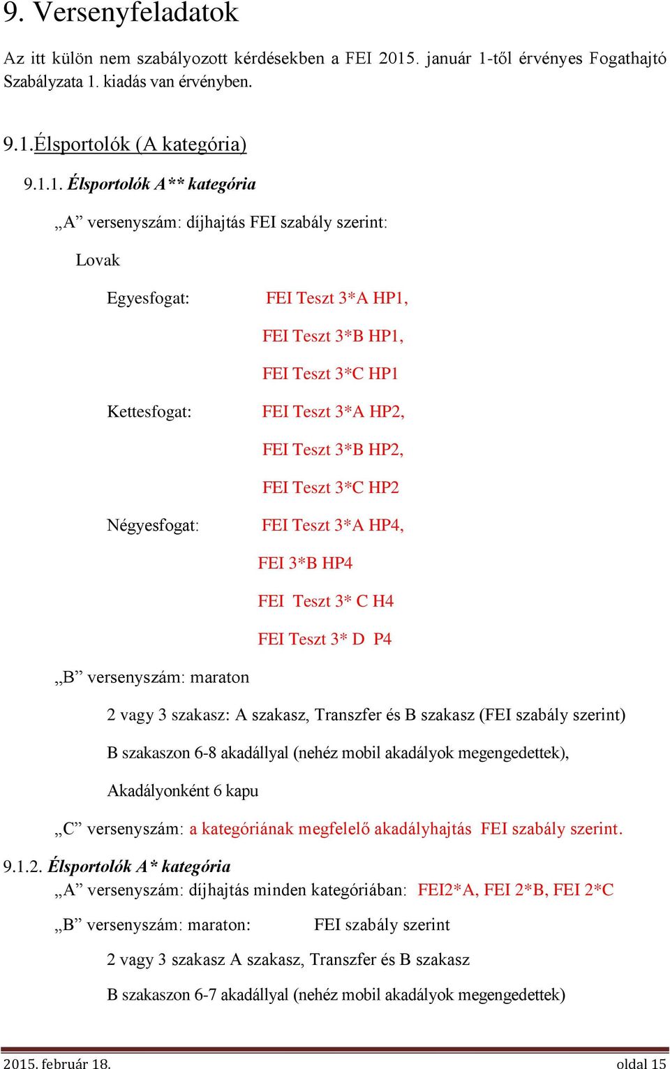 től érvényes Fogathajtó Szabályzata 1.