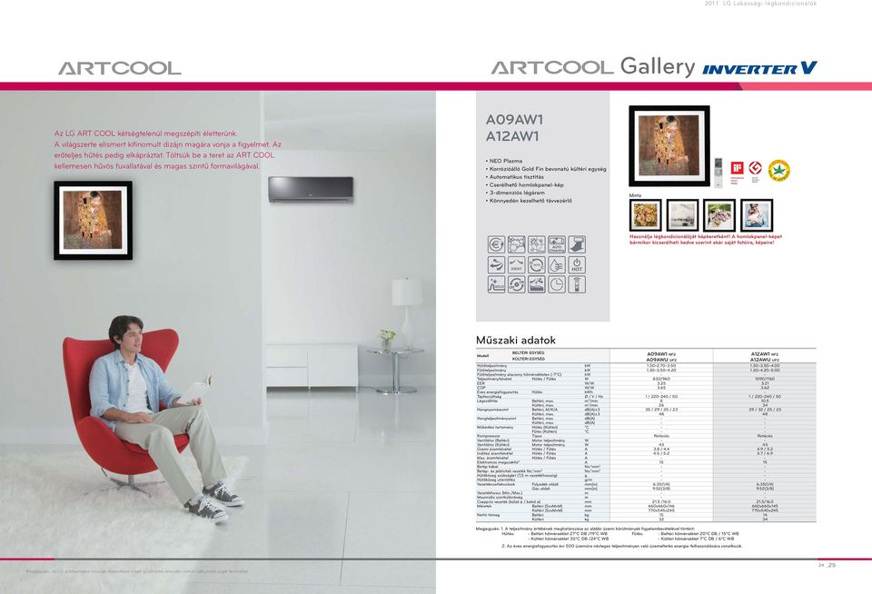 A09AW1 A12AW1 NE Plaza Korrózióálló Gold Fin bevonatú kültéri egység Autoatikus tisztítás Cserélhető holokpanelkép 3dienziós légára Könnyedén kezelhető távvezérlő Minta Használja légkondicionálóját