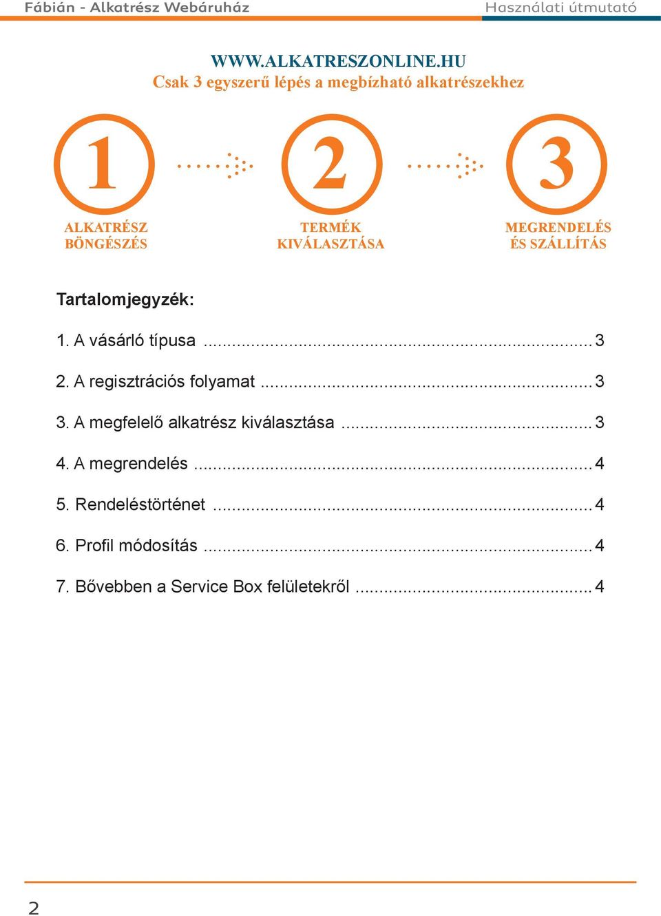 KIVÁLASZTÁSA MEGRENDELÉS ÉS SZÁLLÍTÁS Tartalomjegyzék: 1. A vásárló típusa...3 2.