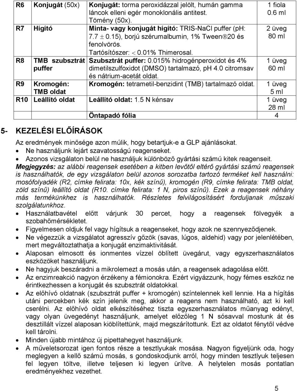 015% hidrogénperoxidot és 4% dimetilszulfoxidot (DMSO) tartalmazó, ph 4.0 citromsav és nátrium-acetát oldat. 1 fiola 0.