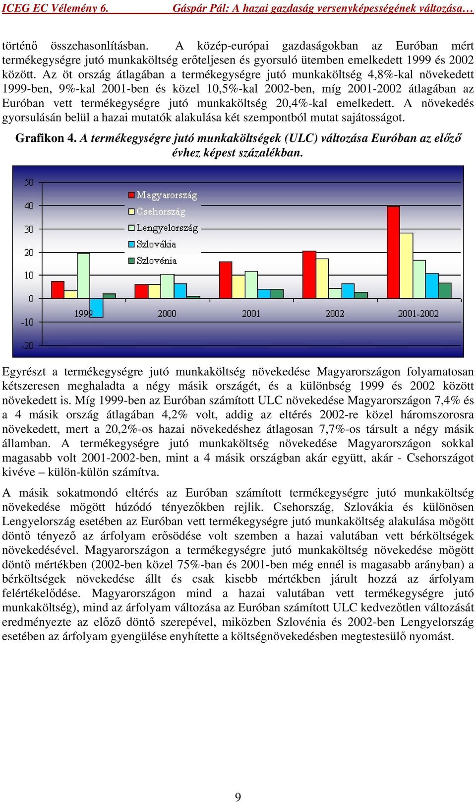 munkaköltség 20,4%-kal emelkedett. A növekedés gyorsulásán belül a hazai mutatók alakulása két szempontból mutat sajátosságot. Grafikon 4.