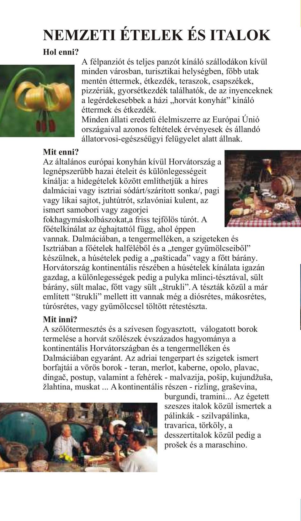 inyenceknek a legérdekesebbek a házi horvát konyhát kínáló éttermek és étkezdék.