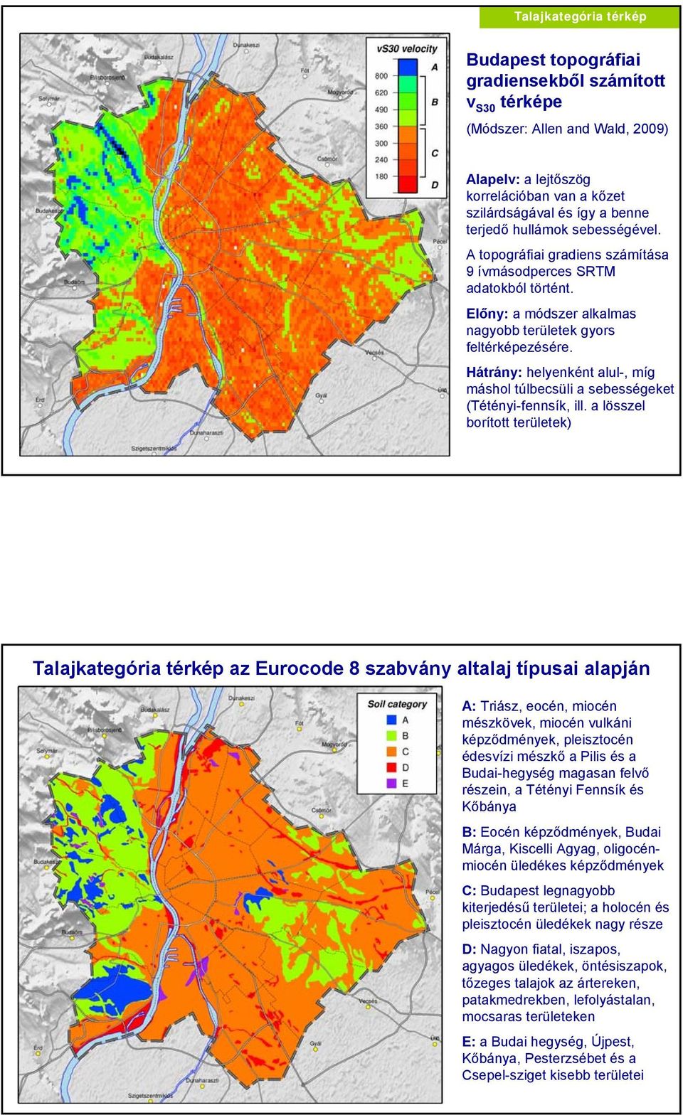 Hátrány: helyenként alul-, míg máshol túlbecsüli a sebességeket (Tétényi-fennsík, ill.