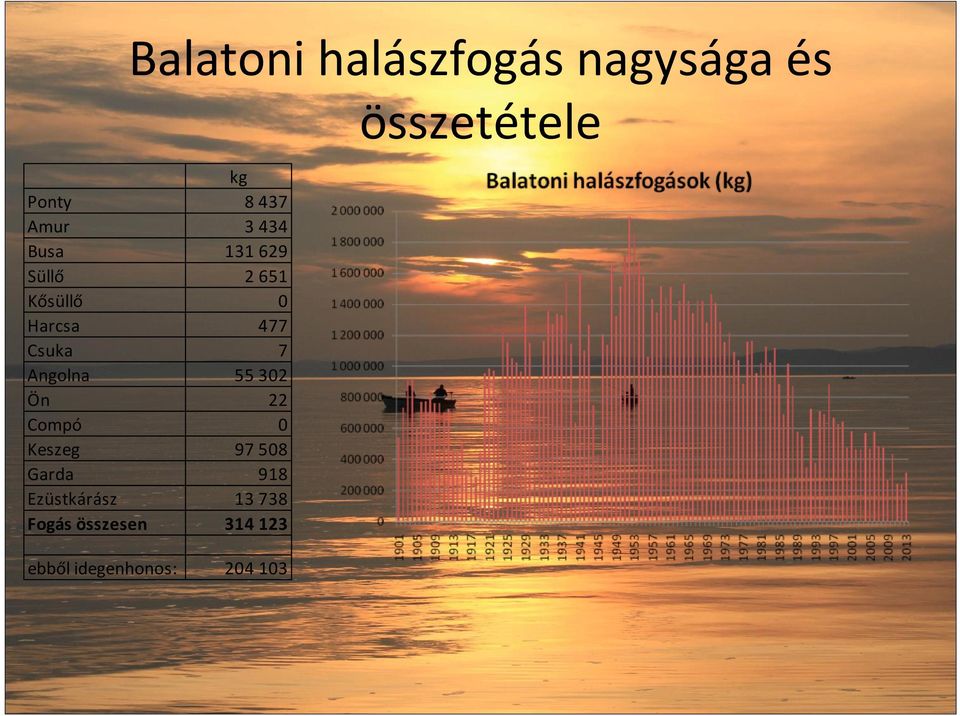 Csuka 7 Angolna 55 302 Ön 22 Compó 0 Keszeg 97 508 Garda 918