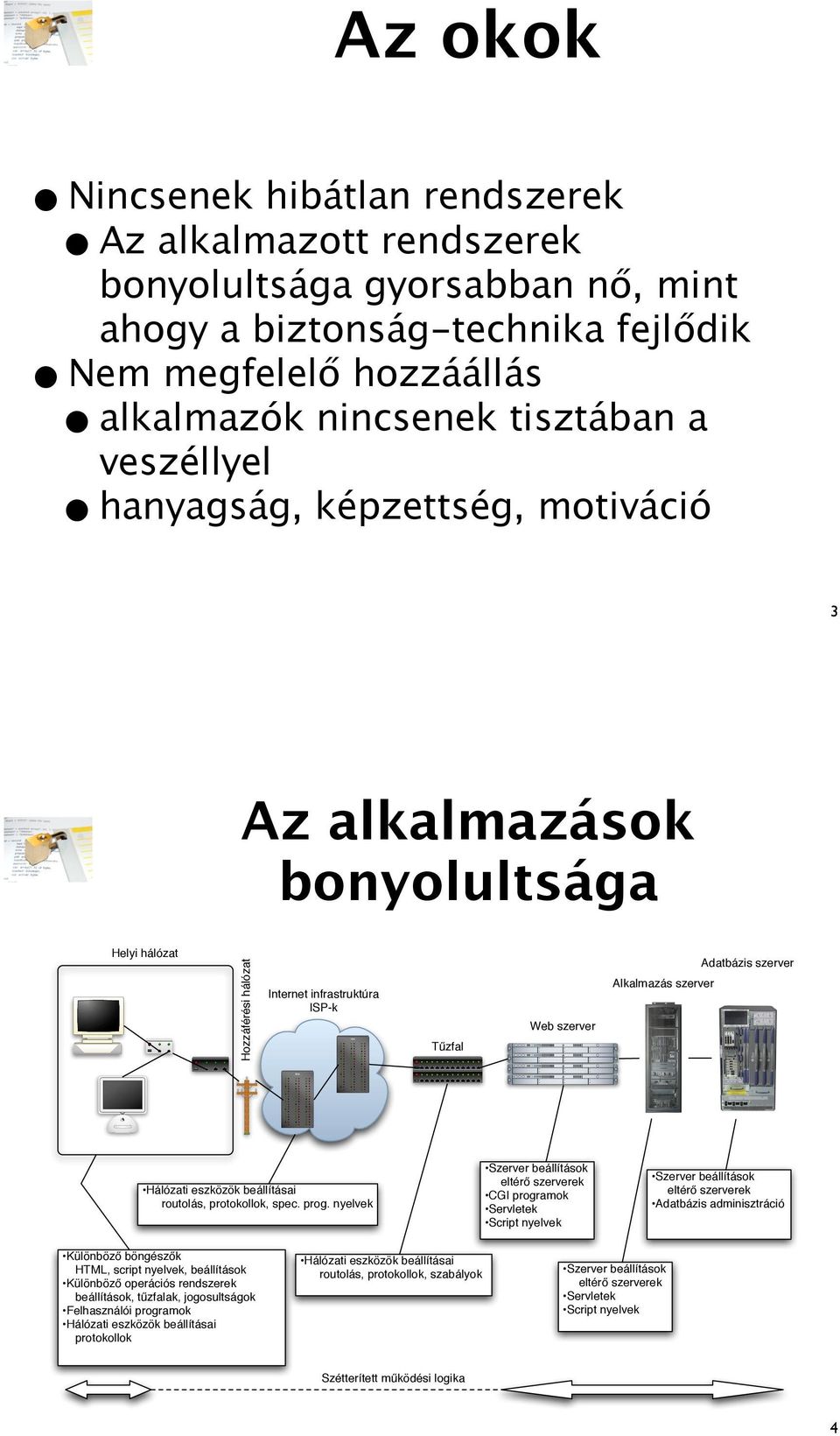 infrastruktúra ISP-k Web szerver T!zfal Hálózati eszközök beállításai routolás, protokollok, spec. prog.