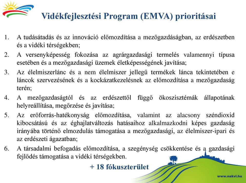 Az élelmiszerlánc és a nem élelmiszer jellegű termékek lánca tekintetében e láncok szervezésének és a kockázatkezelésnek az előmozdítása a mezőgazdaság terén; 4.