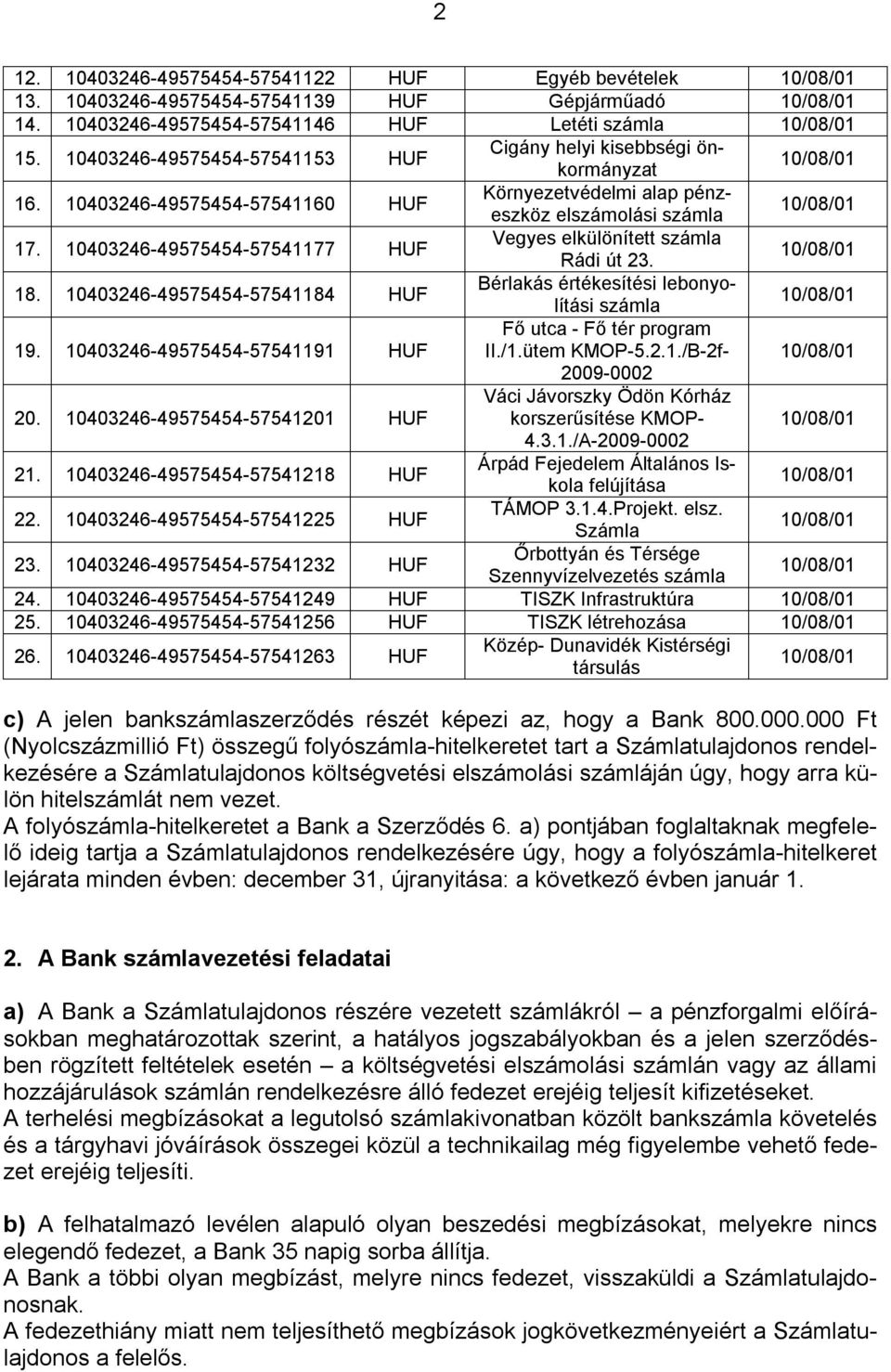 10403246-49575454-57541177 HUF Vegyes elkülönített számla Rádi út 23. 18. 10403246-49575454-57541184 HUF Bérlakás értékesítési lebonyolítási számla 19.