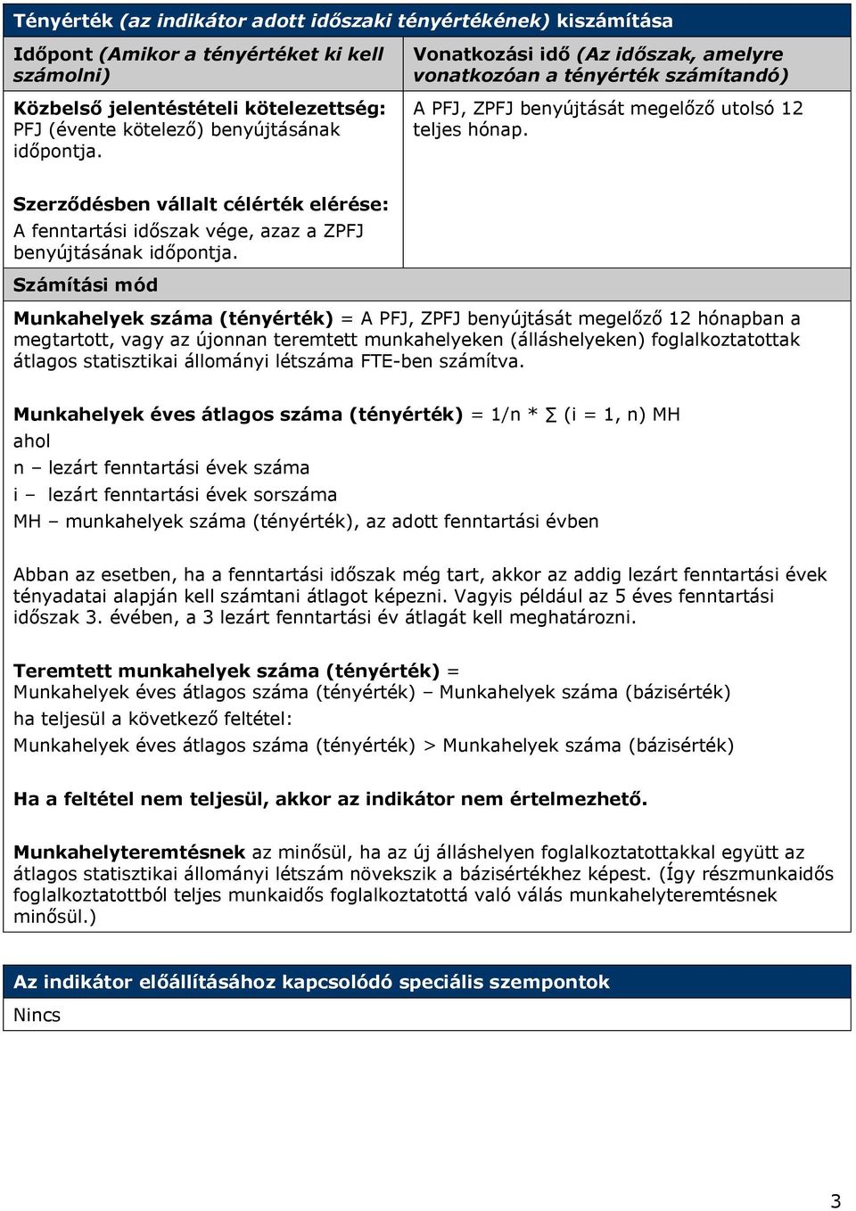 Szerződésben vállalt célérték elérése: A fenntartási időszak vége, azaz a ZPFJ benyújtásának időpontja.