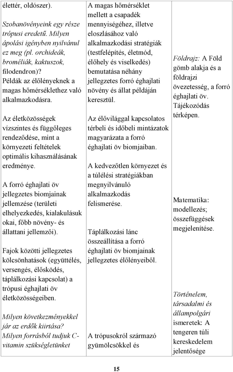 A forró éghajlati öv jellegzetes biomjainak jellemzése (területi elhelyezkedés, kialakulásuk okai, főbb növény- és állattani jellemzői).