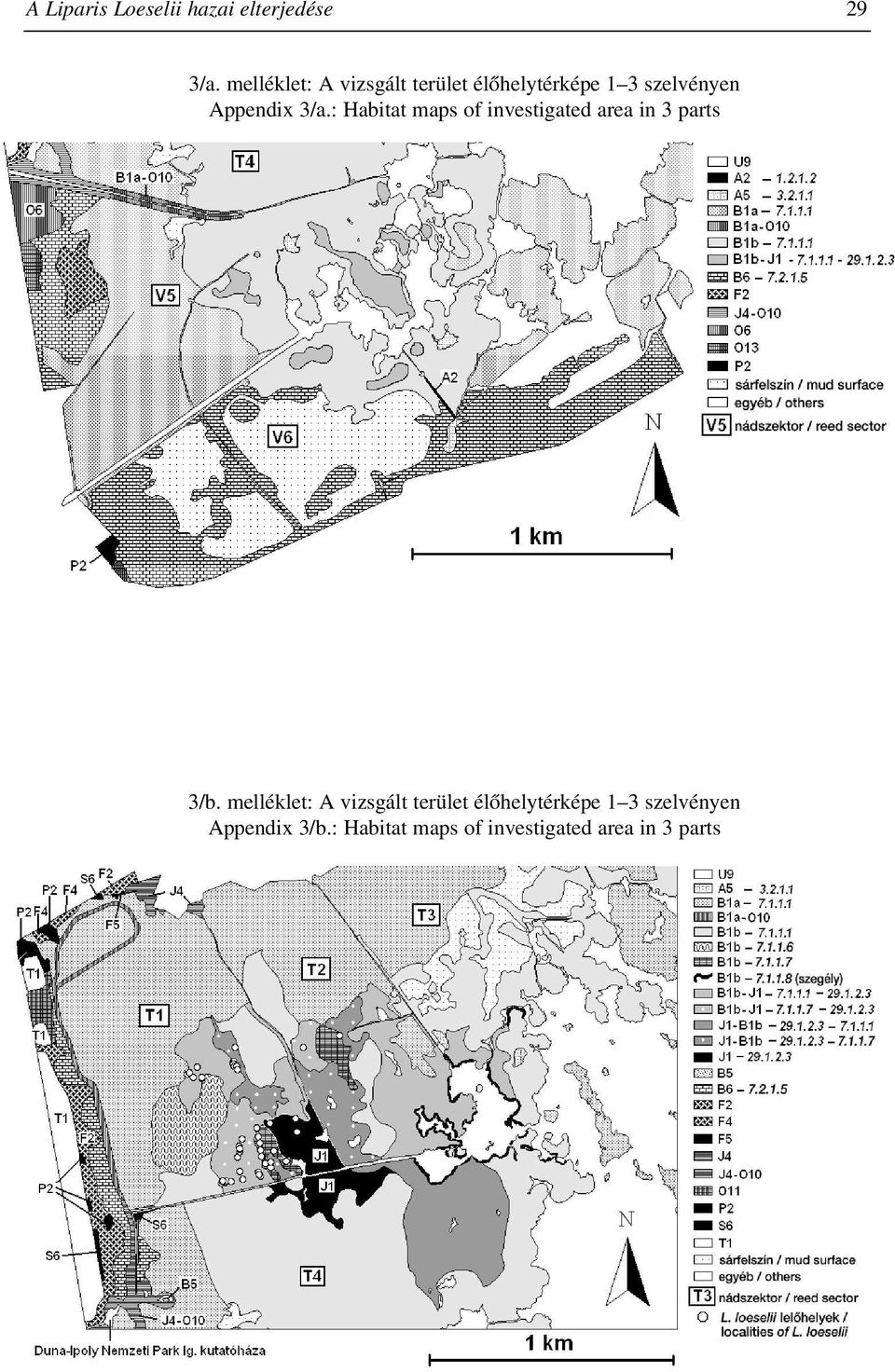 : Habitat maps of investigated area in 3 parts 3/b.