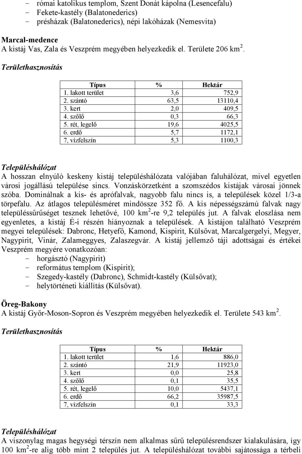 erdő 5,7 1172,1 7, vízfelszín 5,3 1100,3 A hosszan elnyúló keskeny kistáj településhálózata valójában faluhálózat, mivel egyetlen városi jogállású települése sincs.