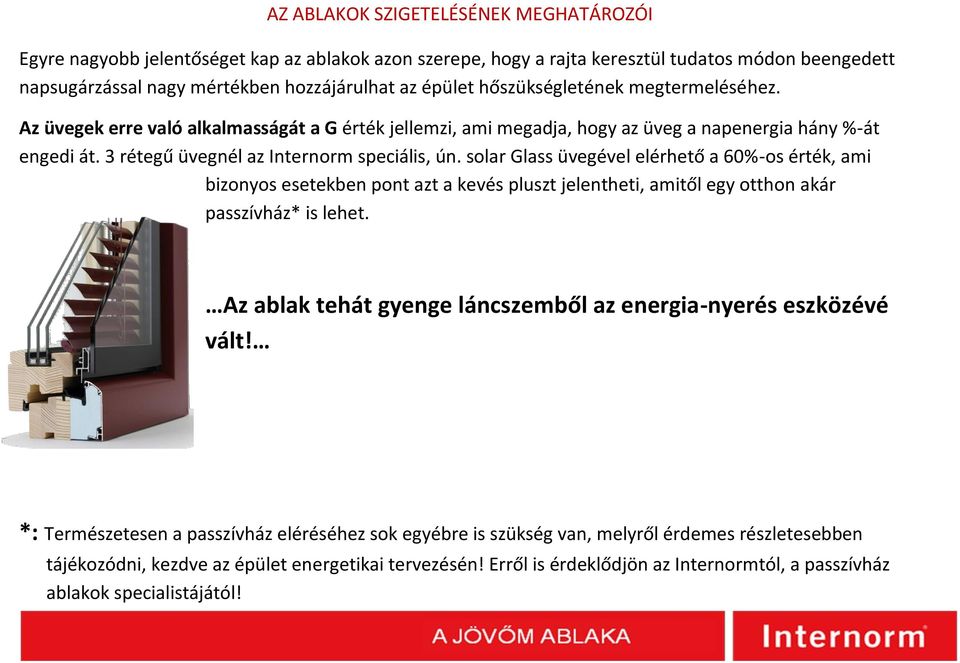 solar Glass üvegével elérhető a 60%-os érték, ami bizonyos esetekben pont azt a kevés pluszt jelentheti, amitől egy otthon akár passzívház* is lehet.