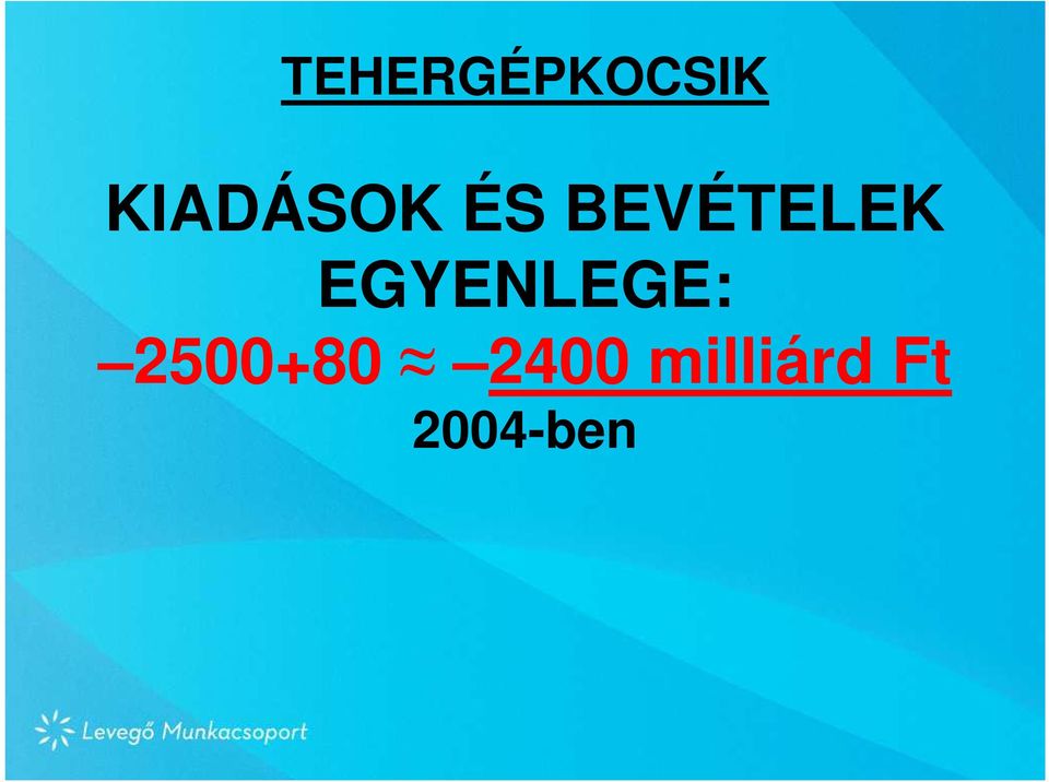 BEVÉTELEK EGYENLEGE: