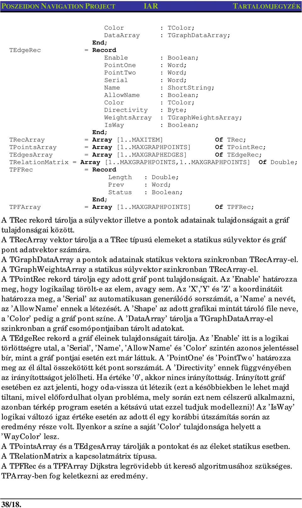 .MAXGRAPHEDGES] Of TEdgeRec; TRelationMatrix = Array [1..MAXGRAPHPOINTS,1..MAXGRAPHPOINTS] Of Double; TPFRec = Record Length : Double; Prev : Word; Status : Boolean; TPFArray = Array [1.