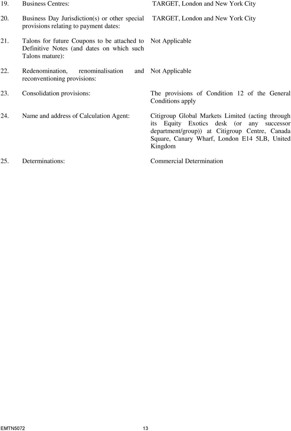 Redenomination, renominalisation and reconventioning provisions: TARGET, London and New York City 23.