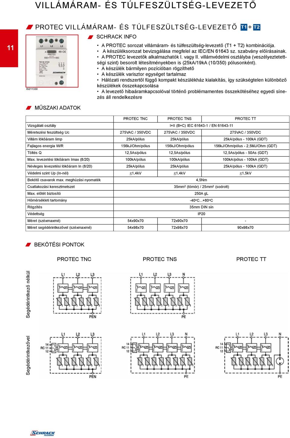 villámvédelmi osztályba (veszélyeztetettségi szint) besorolt létesítményekben is (25kA/19kA (10/350) pólusonként).