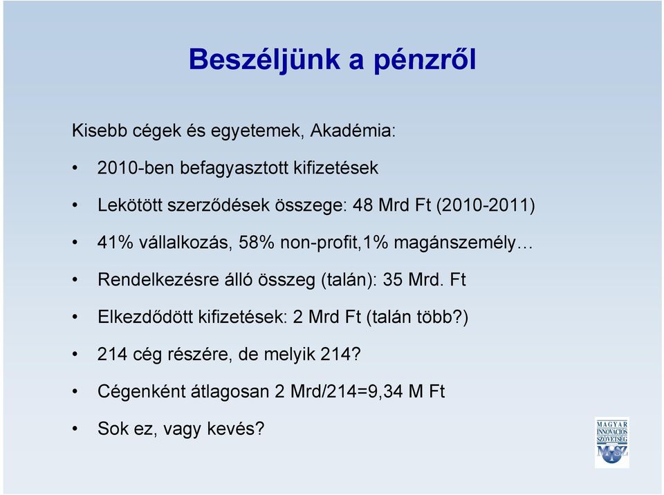 magánszemély Rendelkezésre álló összeg (talán): 35 Mrd.