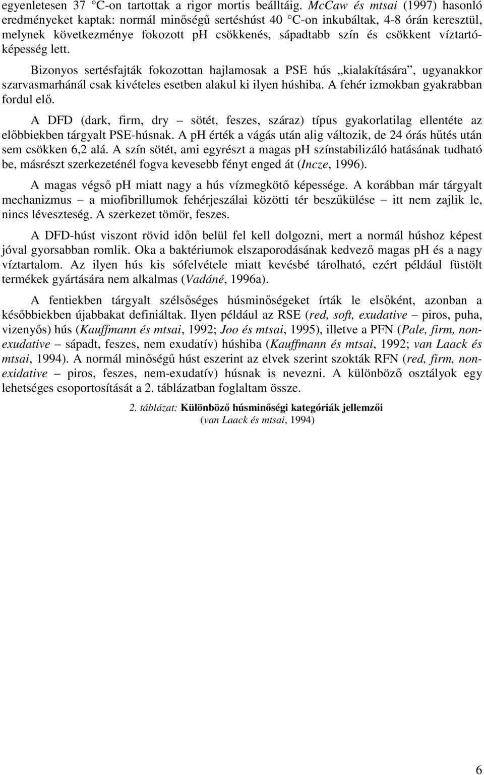 víztartóképesség lett. Bizonyos sertésfajták fokozottan hajlamosak a PSE hús kialakítására, ugyanakkor szarvasmarhánál csak kivételes esetben alakul ki ilyen húshiba.