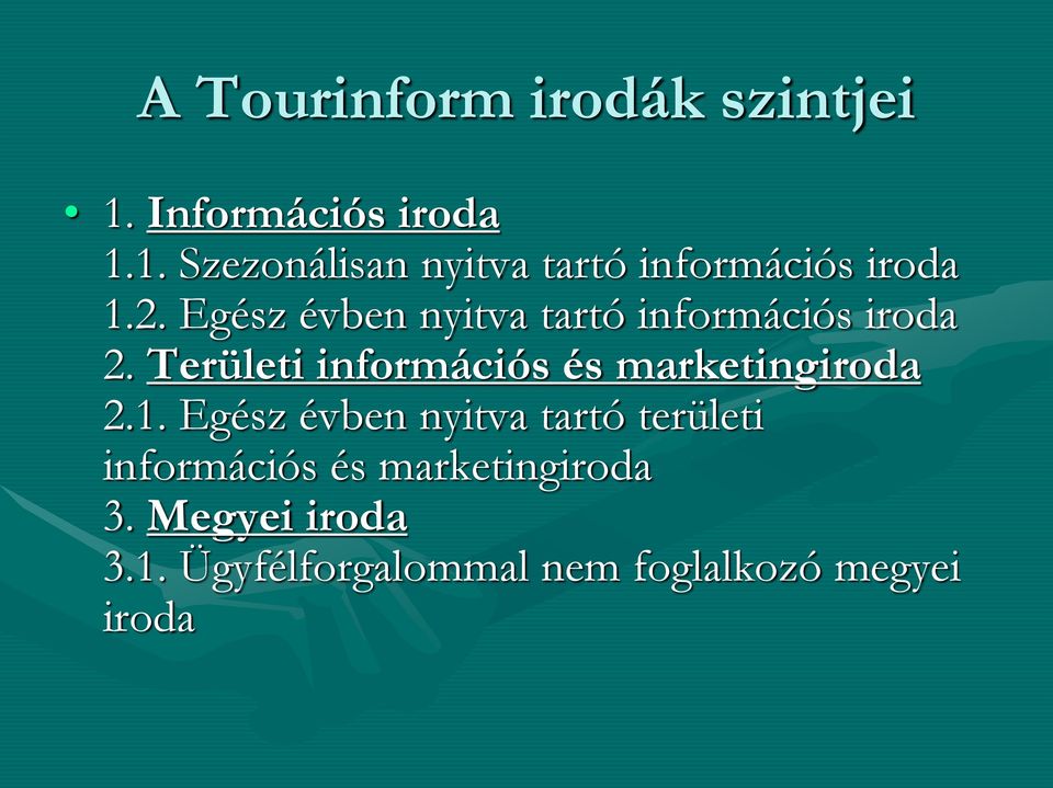 Területi információs és marketingiroda 2.1.