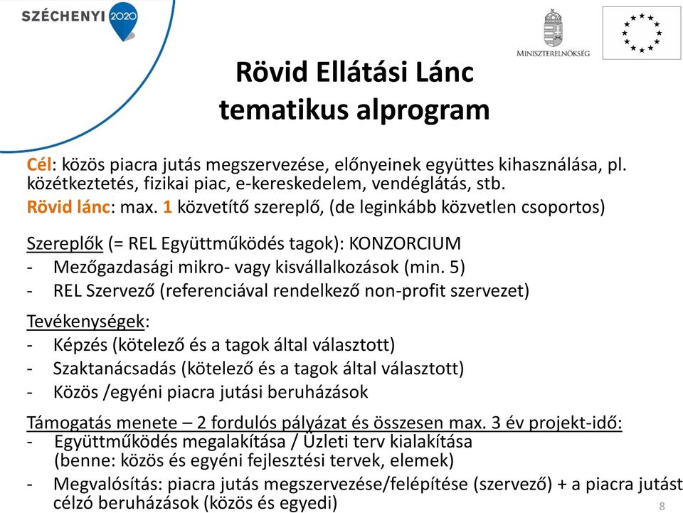 5) - REL Szervező (referenciával rendelkező non-profit szervezet) Tevékenységek: - Képzés (kötelező és a tagok által választott) - Szaktanácsadás (kötelező és a tagok által választott) - Közös