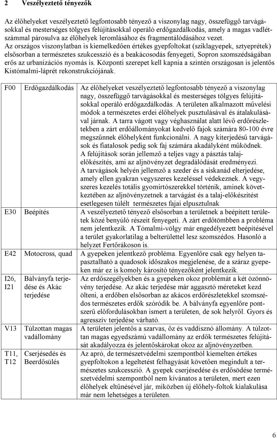 Az országos viszonylatban is kiemelkedően értékes gyepfoltokat (sziklagyepek, sztyeprétek) elsősorban a természetes szukcesszió és a beakácosodás fenyegeti, Sopron szomszédságában erős az