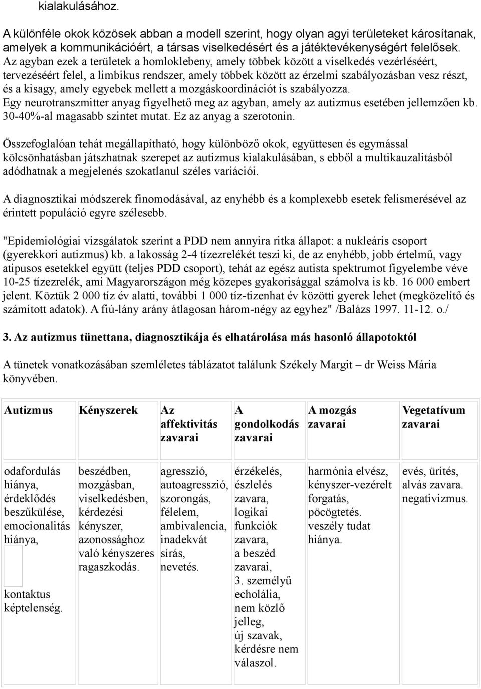 kisagy, amely egyebek mellett a mozgáskoordinációt is szabályozza. Egy neurotranszmitter anyag figyelhető meg az agyban, amely az autizmus esetében jellemzően kb. 30-40%-al magasabb szintet mutat.