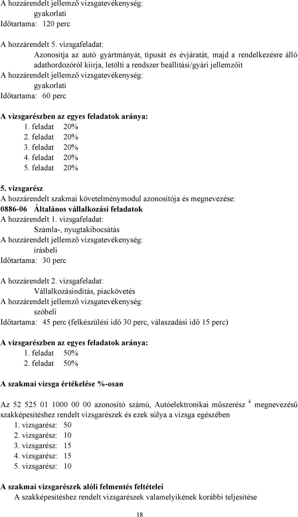 vizsgatevékenység: gyakorlati Időtartama: 60 perc A vizsgarészben az egyes feladatok aránya: 1. feladat 20% 2. feladat 20% 3. feladat 20% 4. feladat 20% 5.