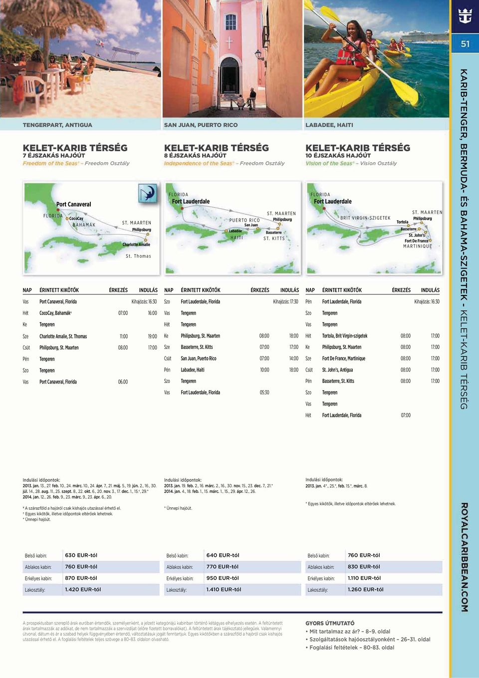 00 17:00 Vas Port Canaveral, Florida 06.00 KELET-KARIB TÉRSÉG 8 ÉJSZAKÁS HAJÓÚT Basseterre ST. KITTS Szo, Florida Kihajózás: 17:30 Ke, St. Maarten 08:00 18:00 Sze Basseterre, St.