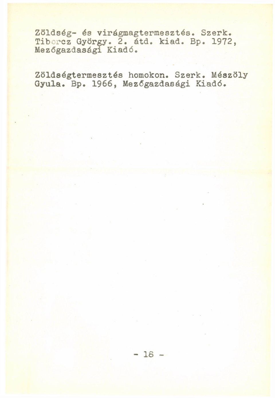 1972, Mezőgazdasági Zöldségtermesztés