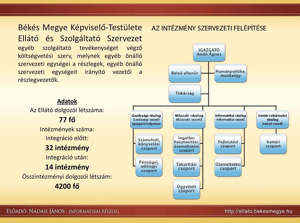 egységeit irányító vezetői a részlegvezetők.