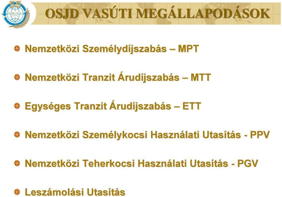 Árudíjszabás ETT Nemzetközi Személykocsi Használati Utasítás