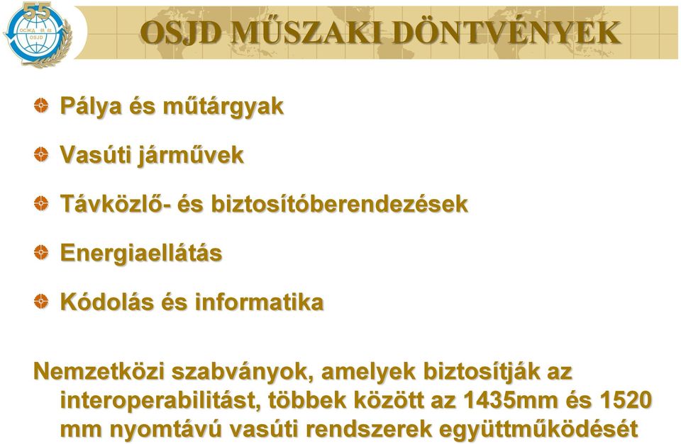 Nemzetközi szabványok, amelyek biztosítják az interoperabilitást,